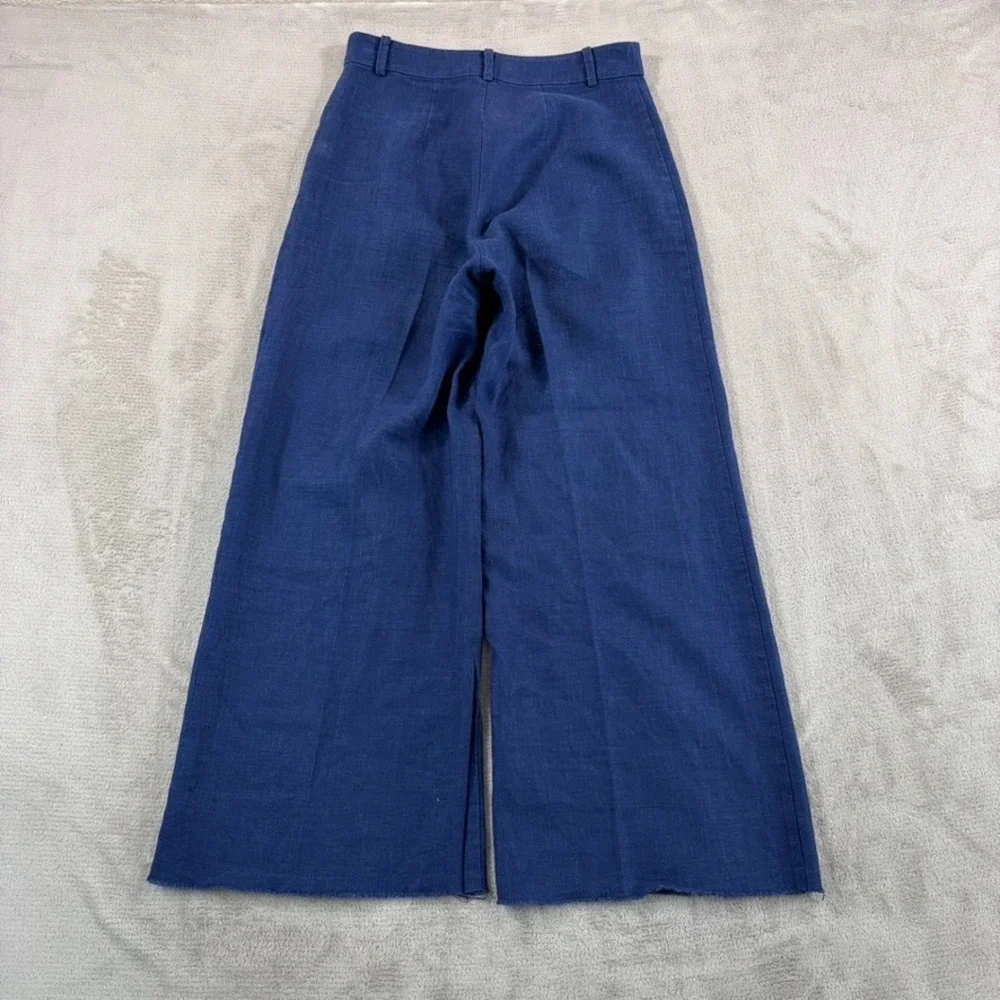 Reformation‎ Wide Leg 100% Linen Pants Blue Women 0 Resortwear Vacation Luxury